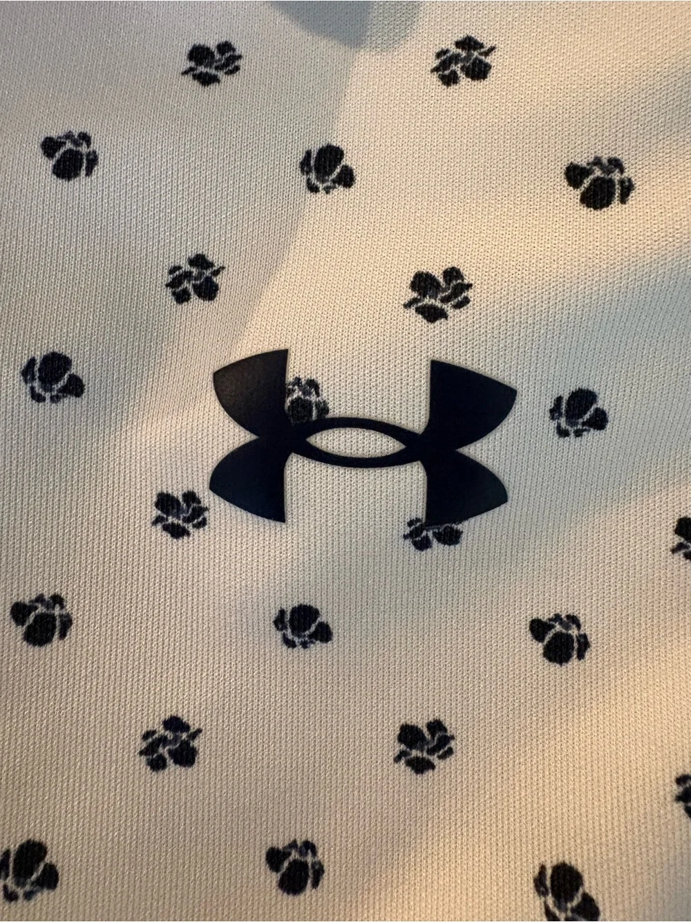 Boy’s Under Armour White Polo with Navy Micro Dot Print